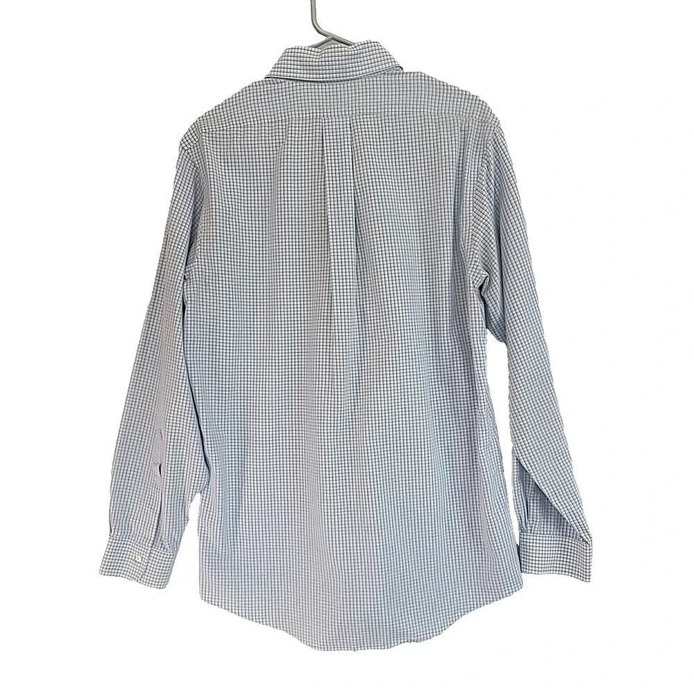 Brooks Brothers Button Up Shirt Blue Check 15½ 34‎ Long Sleeve